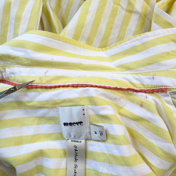 Anthropologie Maeve Bennet Button Down Shirt Novelty Striped Sunglasses Medium - Picture 9 of 12